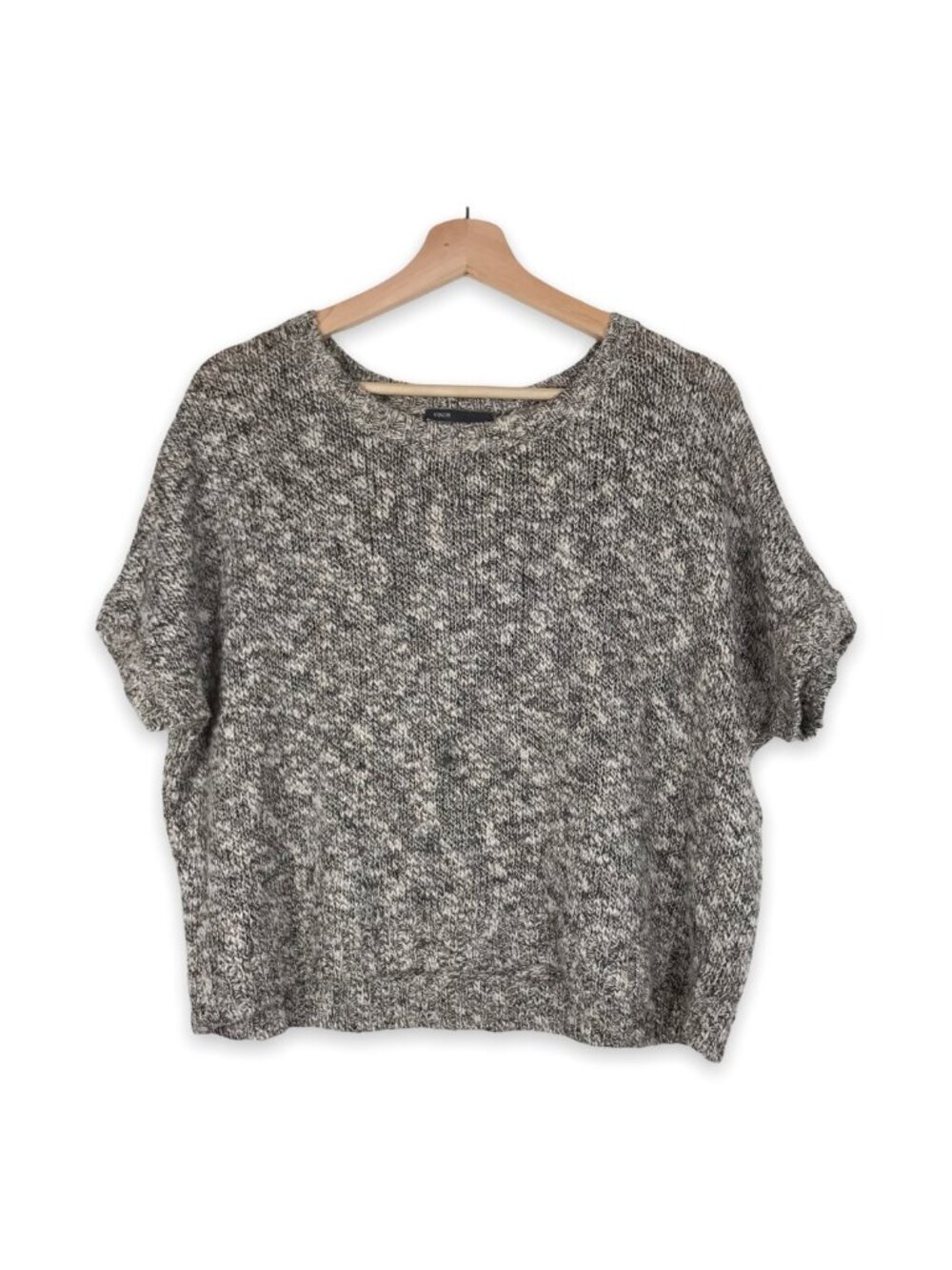 Vince. Linen Blend Short Sleeve Cropped Sweater Top Size Small